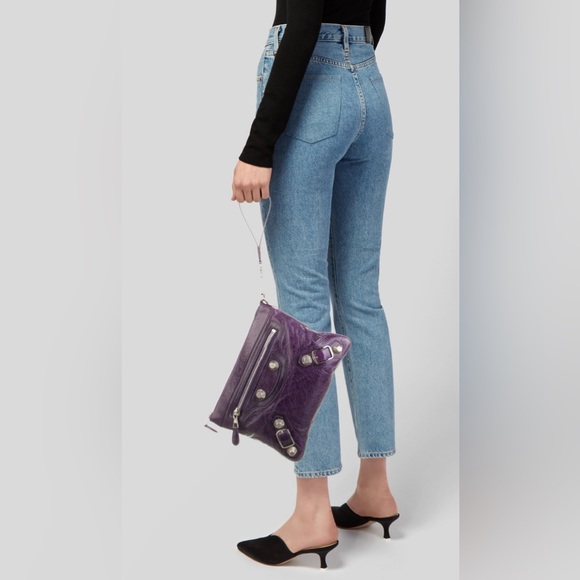 SOLD- Balenciaga Vintage Giant Motocross Flat Violet Purple Clutch Bag Wristlet - Picture 3 of 17